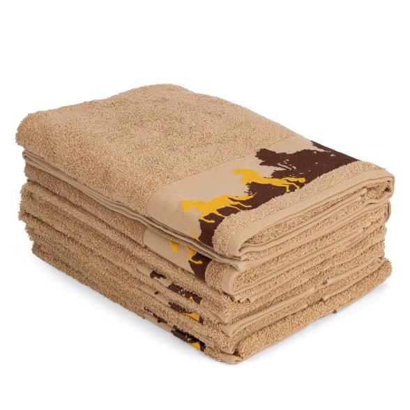 Frottierset 6tlg. Pferde braun gelb