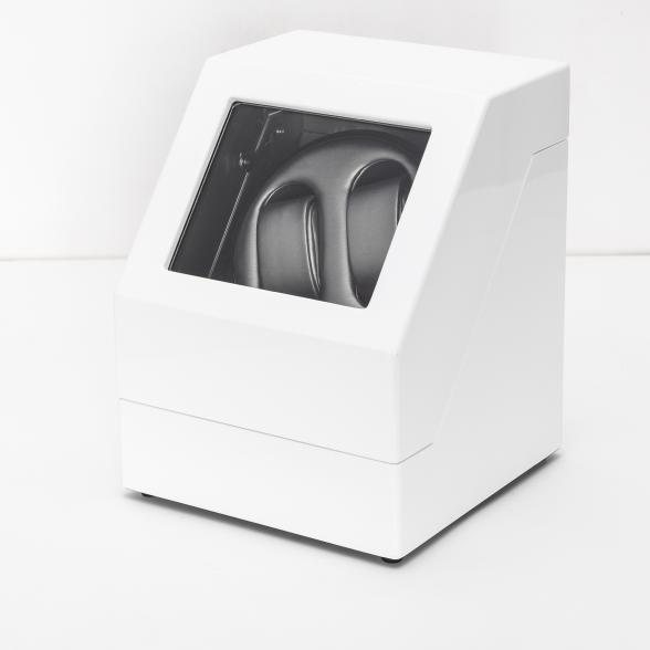 2er Uhrenbeweger 'Penta', Piano weiß PU silbergrau