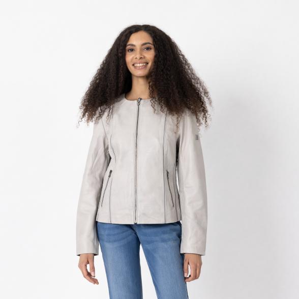 OTTO KERN Damen-Lederjacke 'Molly' hellgrau