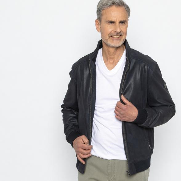 OTTO KERN Herren-Lederjacke 'Steve' nachtblau