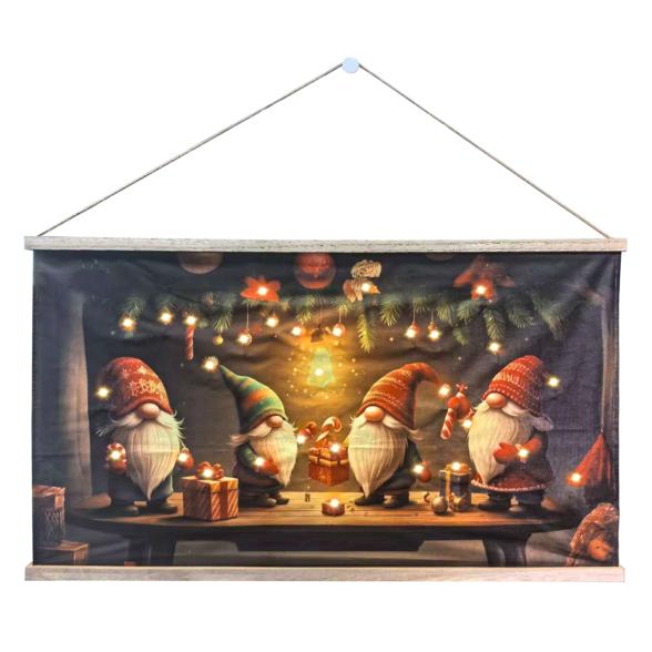 LED Wandbild Weihnachtswichtel 112x60cm