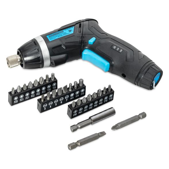 Akkuschrauber 3,6 V mit Bitsortiment schwarz