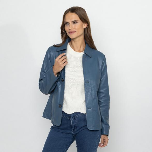 OTTO KERN Damen-Lederjacke 'Elora' blau