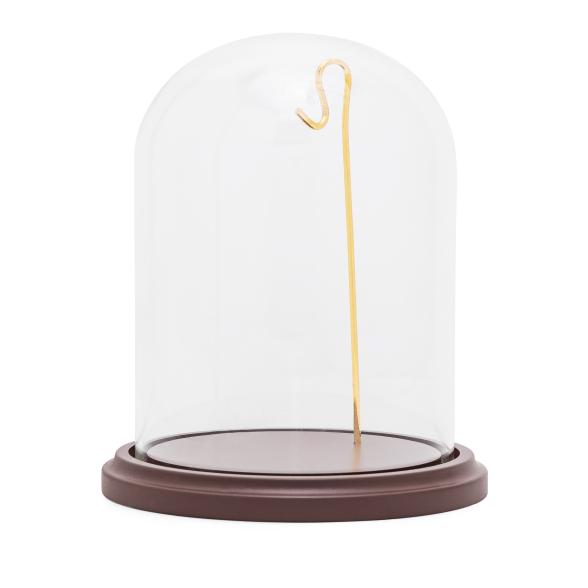 Taschenuhr Vitrine Glaskuppel, Holzboden braun