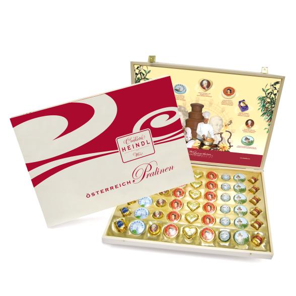 Holzgeschenkkiste Österreich-Pralinen