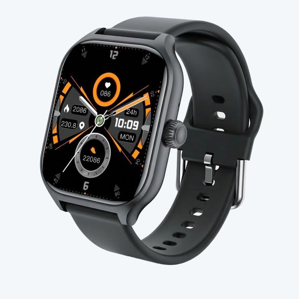 TimeTech Smartwatch, schwarz, Silikonband