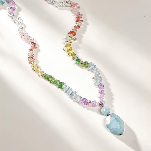 Collier Edelsteine multi endlos