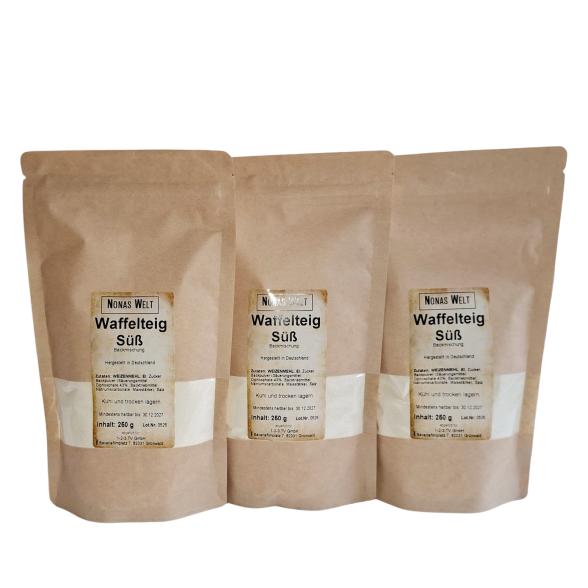 Nona's Waffelteig Süß Sortenrein 3x250g