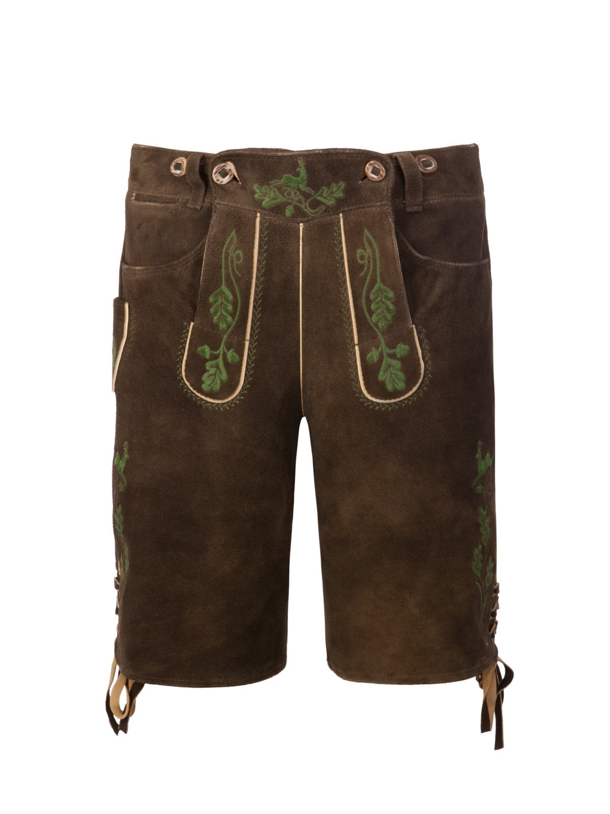 Meindl Lederhose Aschheim mit grüner Reliefstickerei in 44