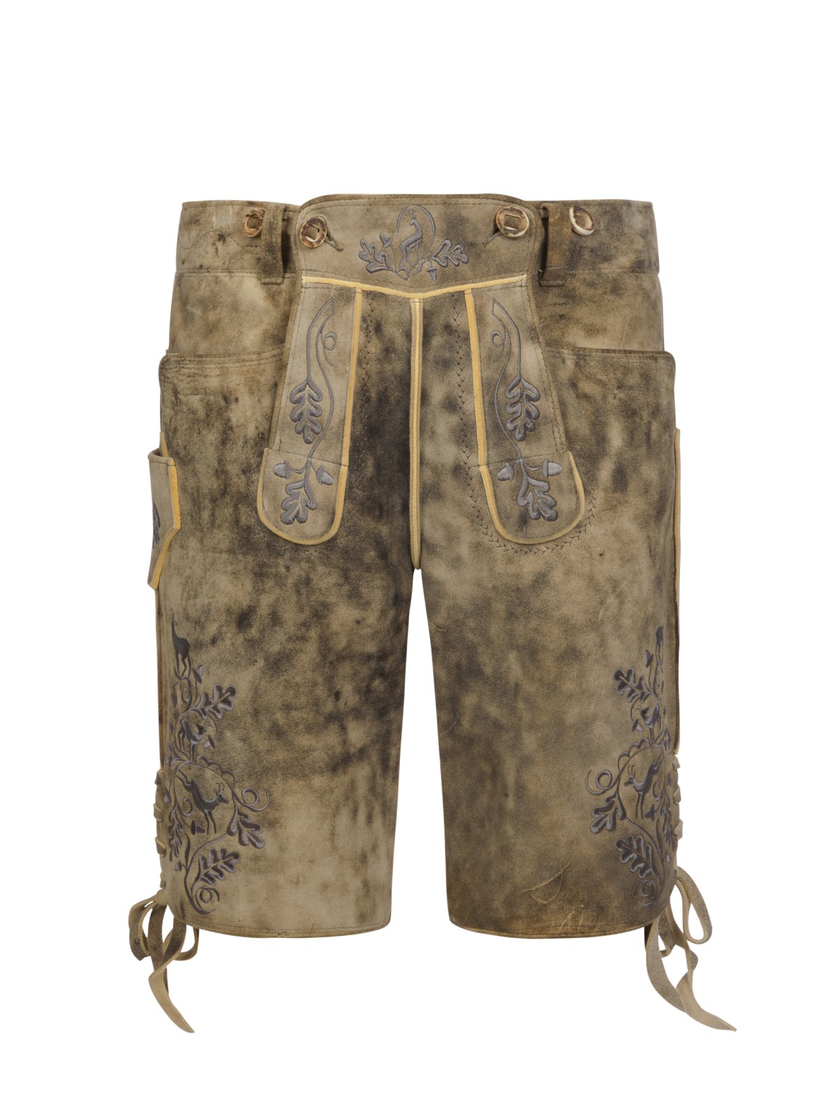 Meindl Lederhose aus Hirschleder, grau Stick in 44