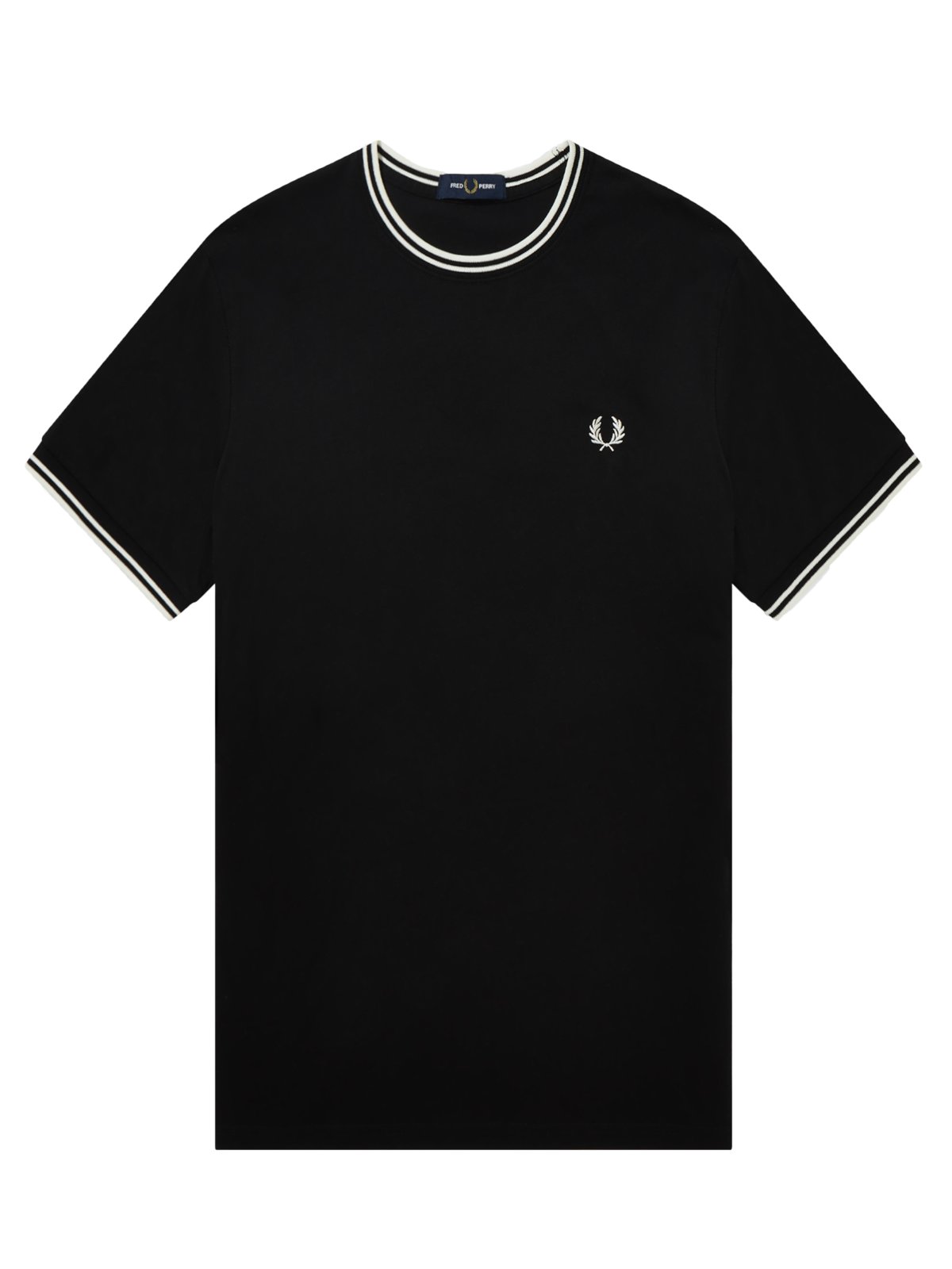 Fred Perry T-Shirt mit Kontraststreifen an Kragen und Ärmelabschlüssen in S