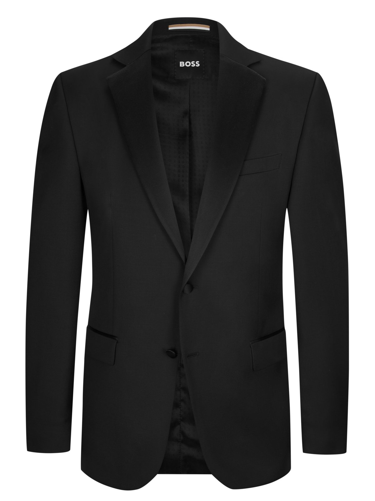 BOSS Smoking Sakko aus Schurwolle mit Seidenbesatz, Slim Fit in 48