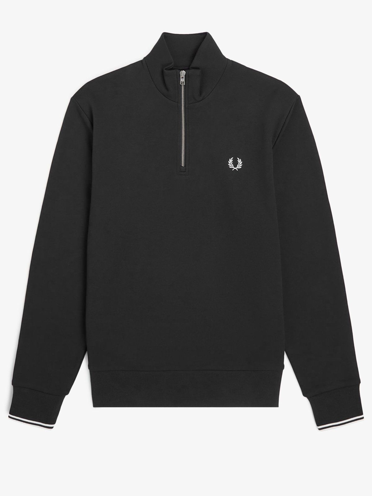 Fred Perry Sweat-Troyer mit Logo-Aufnäher und Kontrastbündchen in S