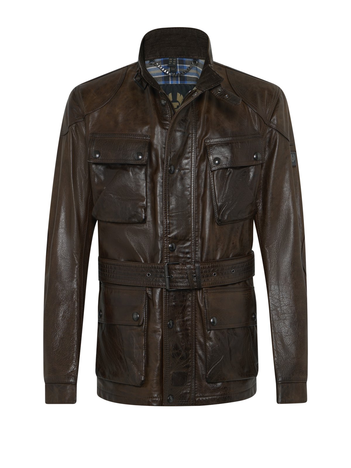 Belstaff Lederjacke Trialmaster Panther mit Stehkragen und Gürtel in 50