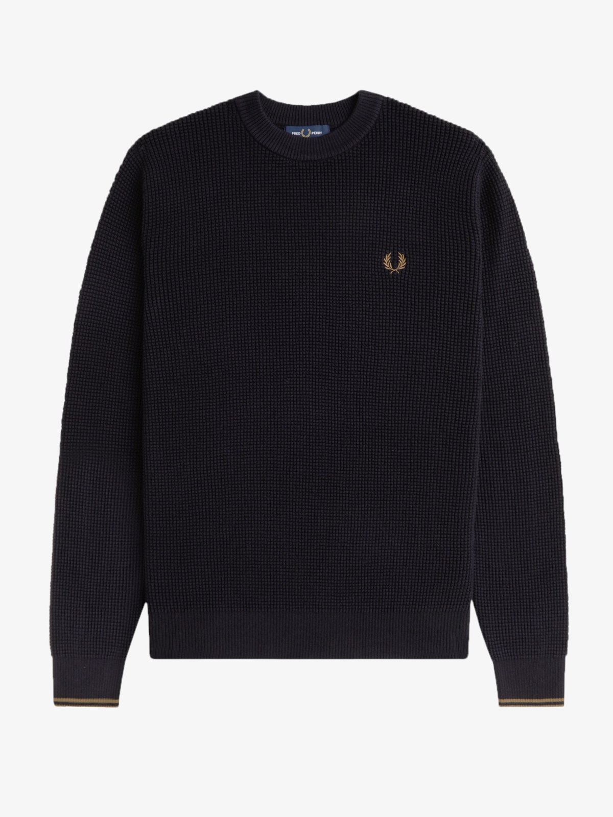 Fred Perry Softer Pullover in Waffelstrick mit O-Neck in S