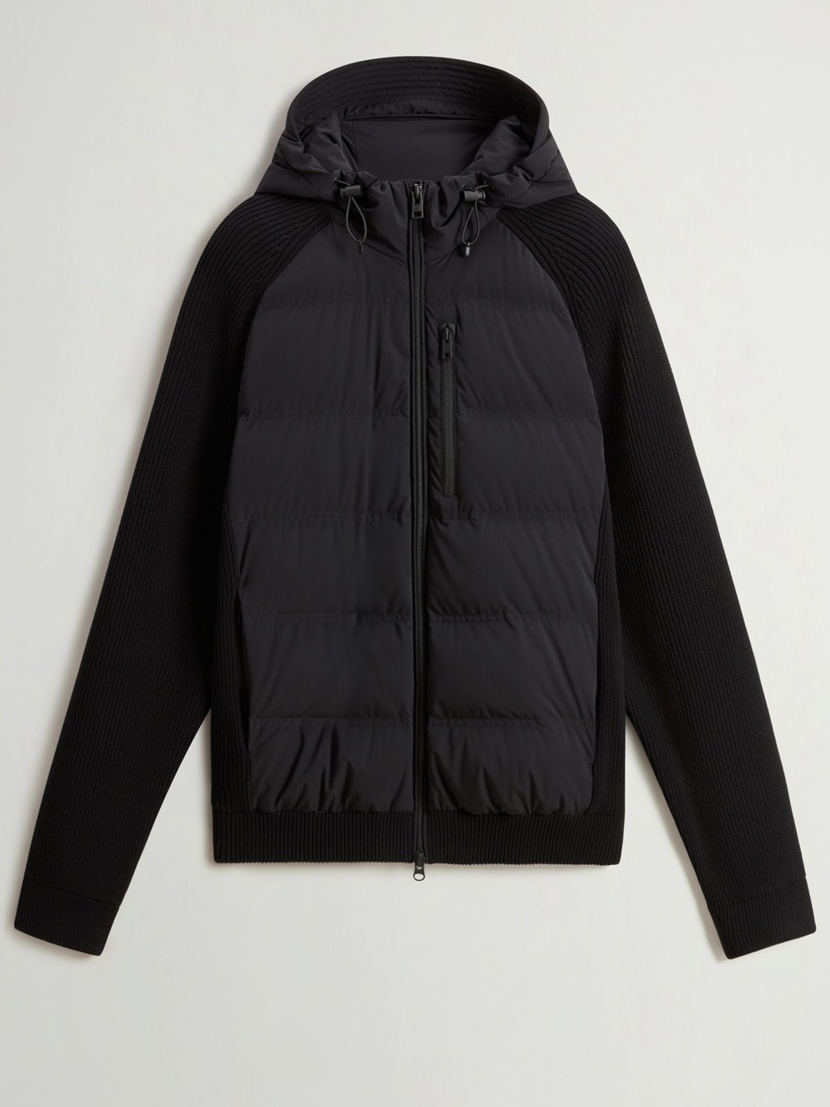 Woolrich Daunengefütterte Hybridjacke aus Stretchnylon mit Kapuze in S
