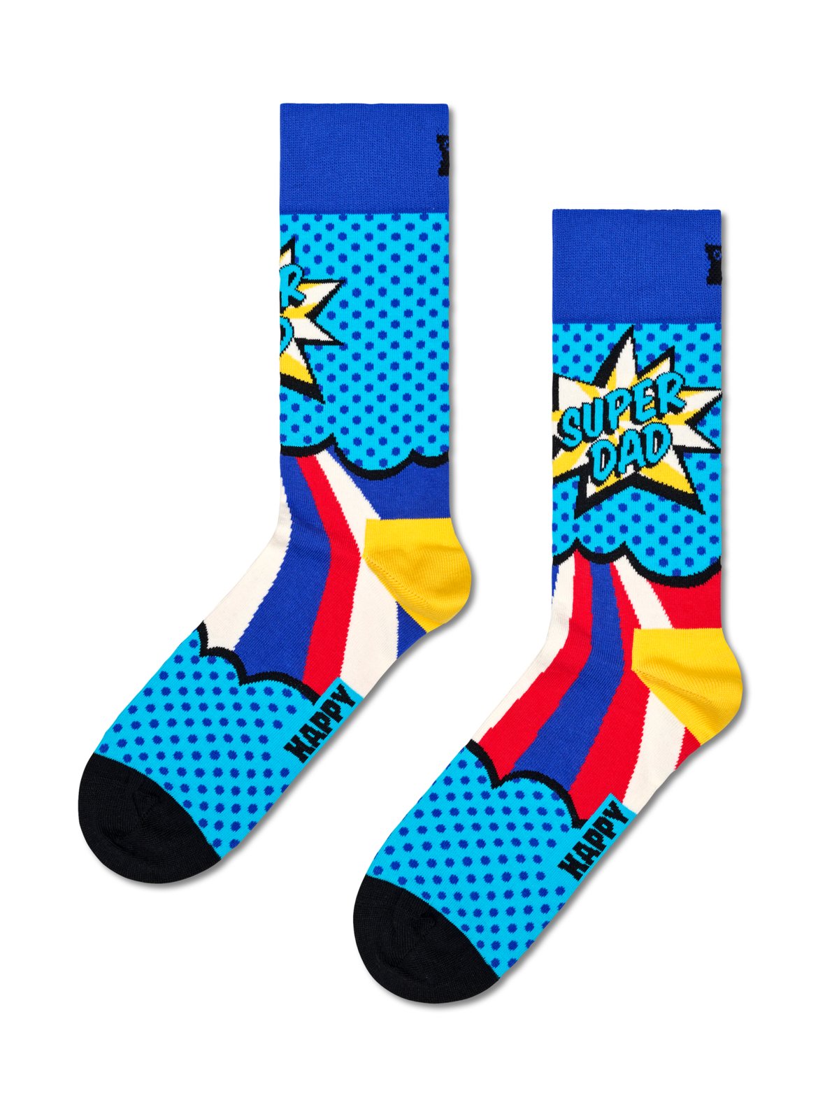 Happy Socks Socken mit Super Dad-Schriftzug in Comic-Print in 46