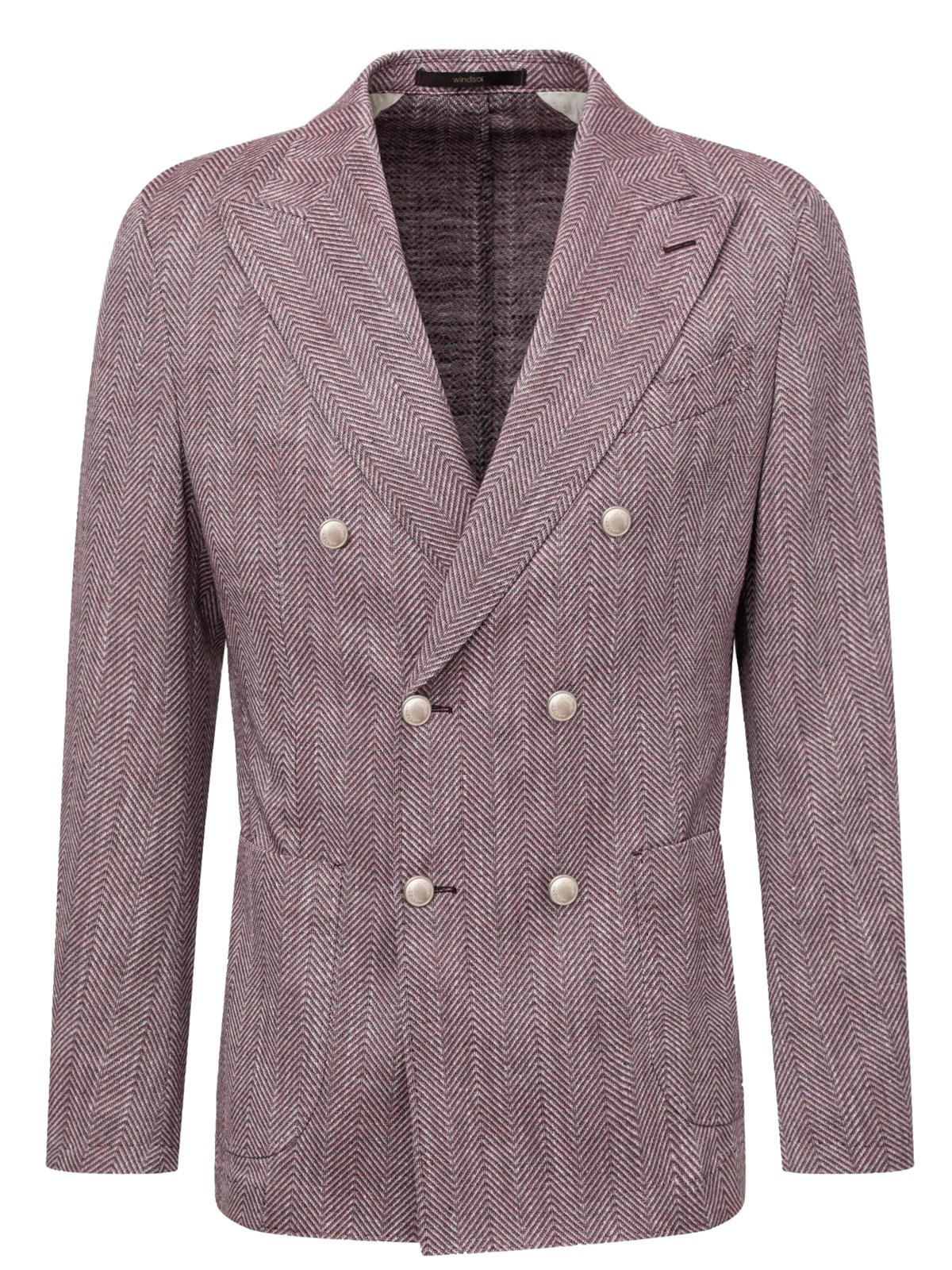 Windsor Ungefüttertes Fischgrät-Sakko mit Leinen und Stretch, Shaped Fit in 48