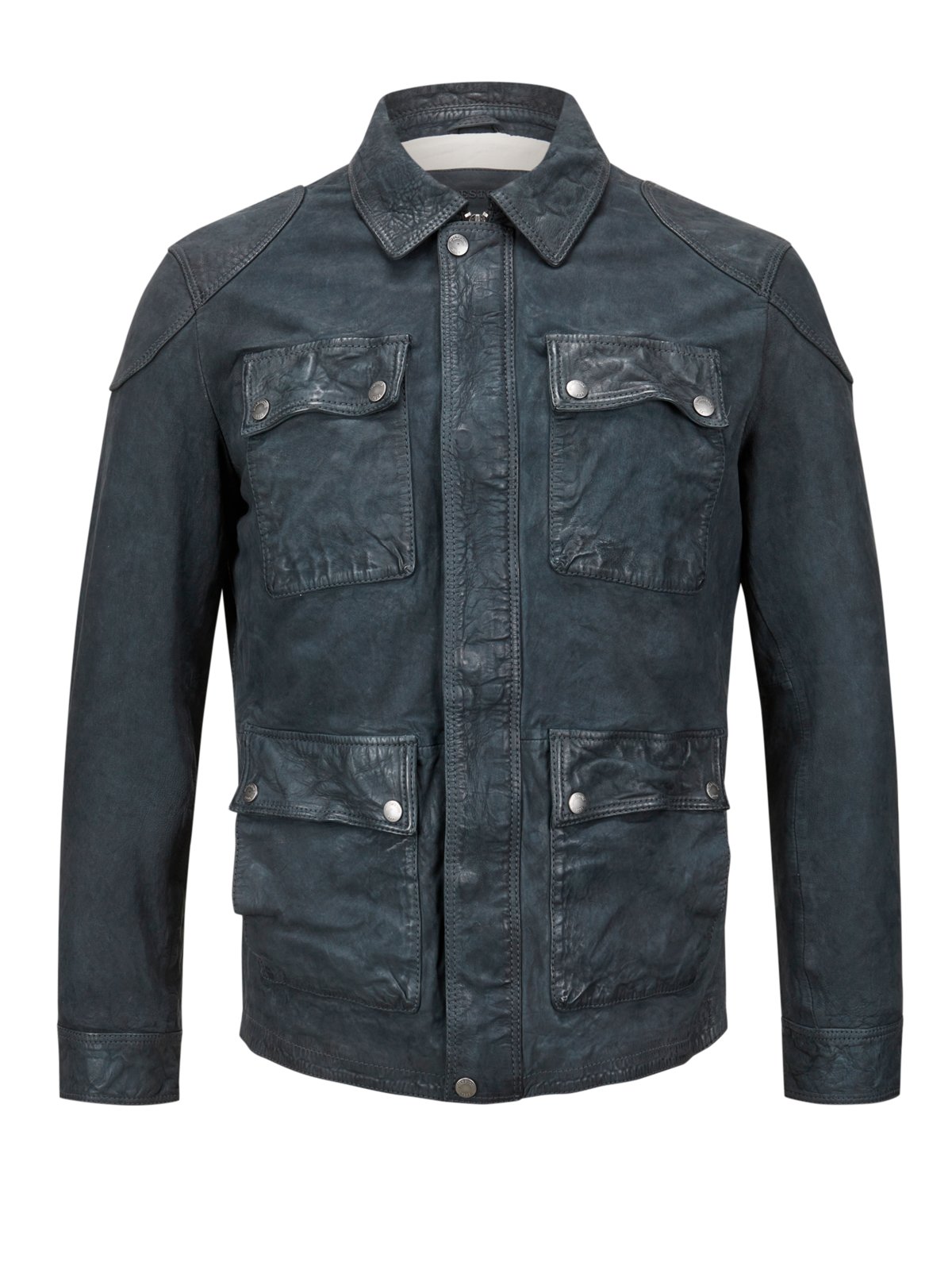 Milestone Lederjacke MSLennard aus Lammnubuk in Fieldjacket-Optik in 48