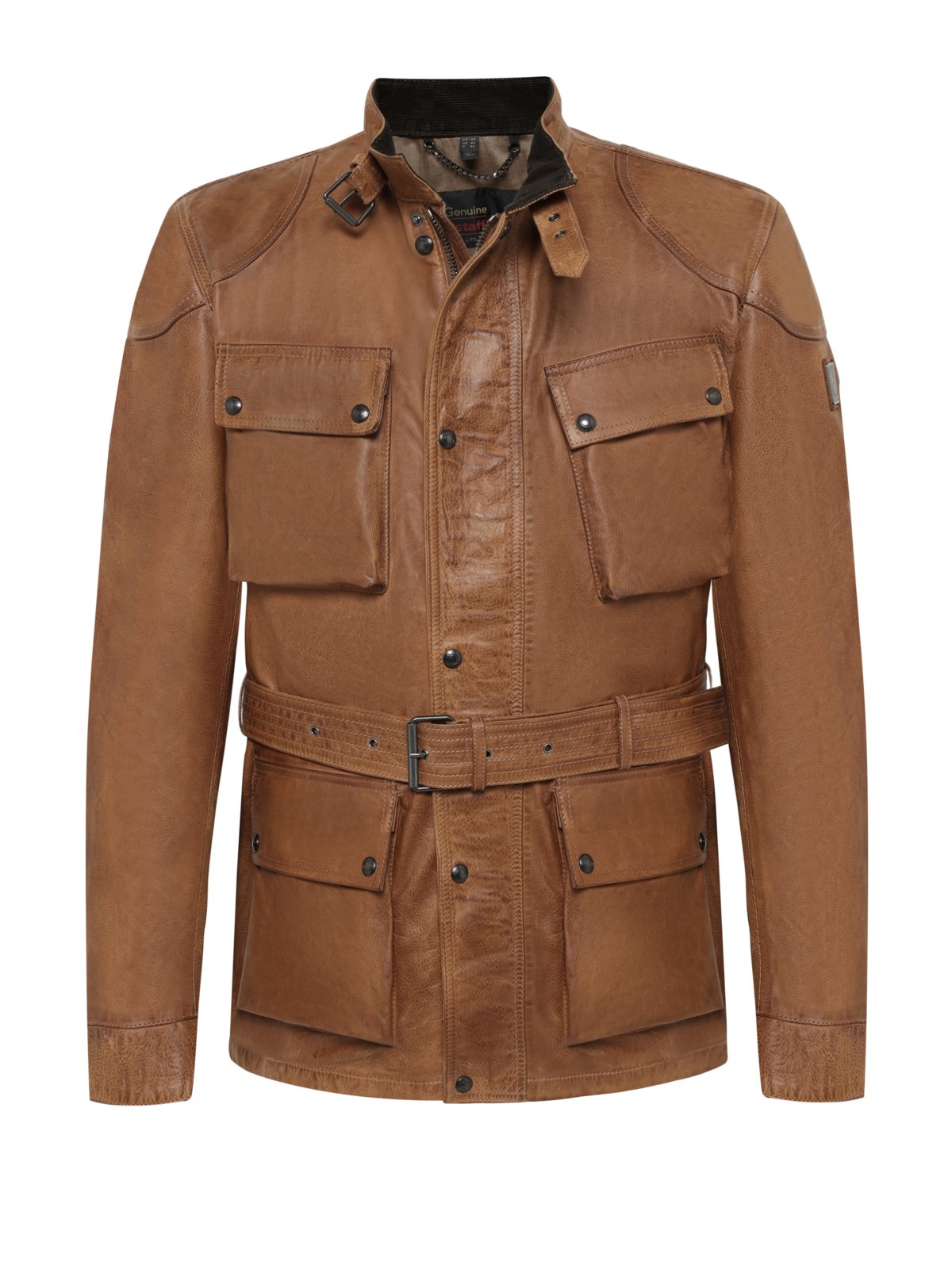 Belstaff Trialmaster Panther Lederjacke mit aufgesetzten Taschen und Taillengürtel in 48