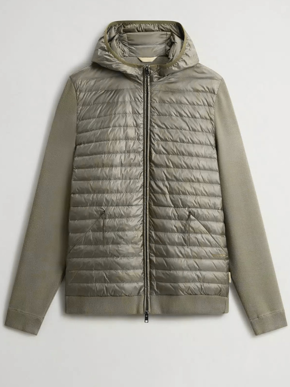 Woolrich Leichte Hybrid-Steppjacke Allen mit Strickanteil und Kapuze in M