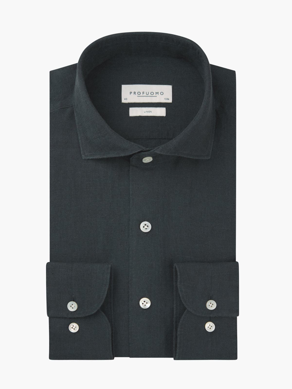 Profuomo Leinenhemd mit One Piece Collar, Slim Fit in 38
