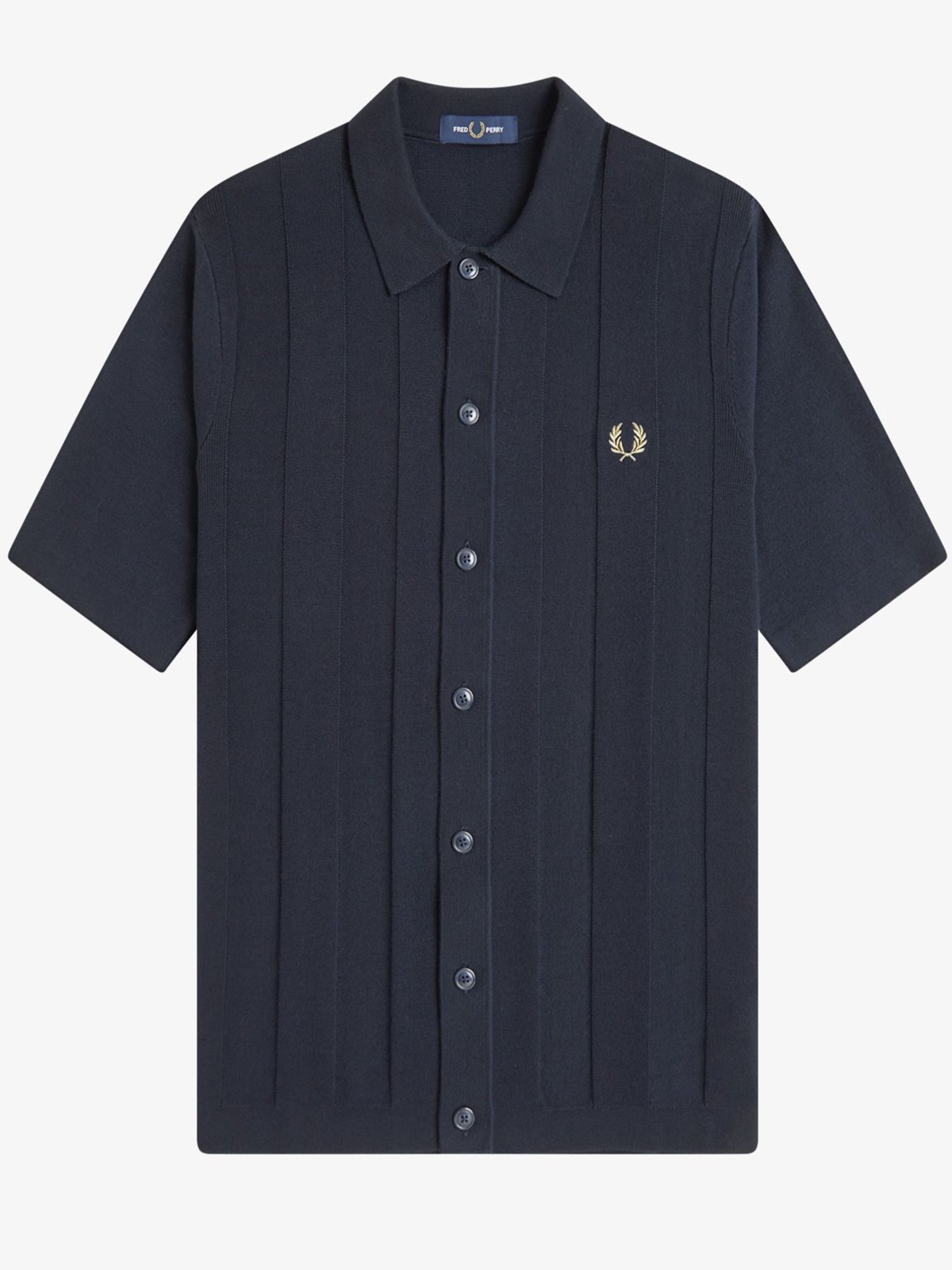 Fred Perry Feinstrick-Poloshirt mit Schattenstreifen und Knopfleiste in S