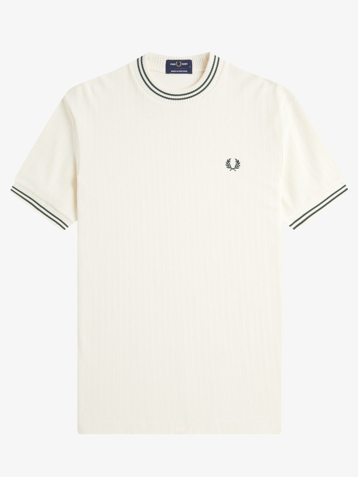 Fred Perry Heavy T-Shirt mit Struktur und Streifenakzenten in S
