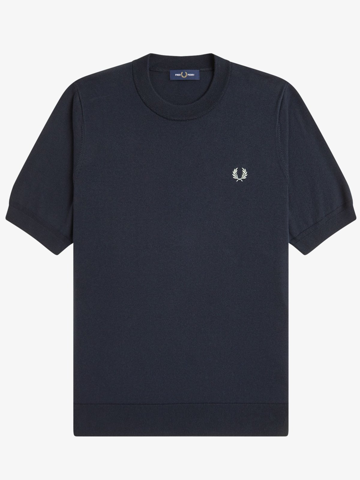 Fred Perry Feinstrick-T-Shirt mit Rundhalsausschnitt und Rippbündchen in S