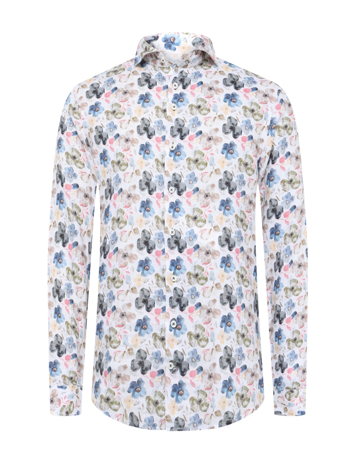 R2 Leinenhemd mit Blüten-Print und Kentkragen, Regular in S