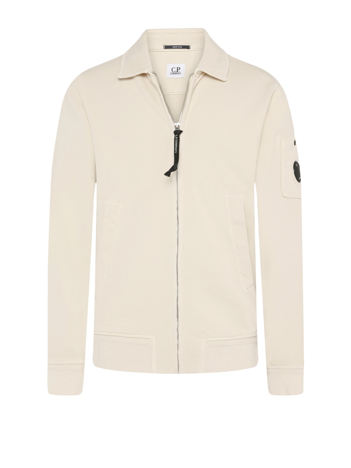 C.P. Company Sweatjacke mit Umlegekragen und Logo-Badge am Arm in M