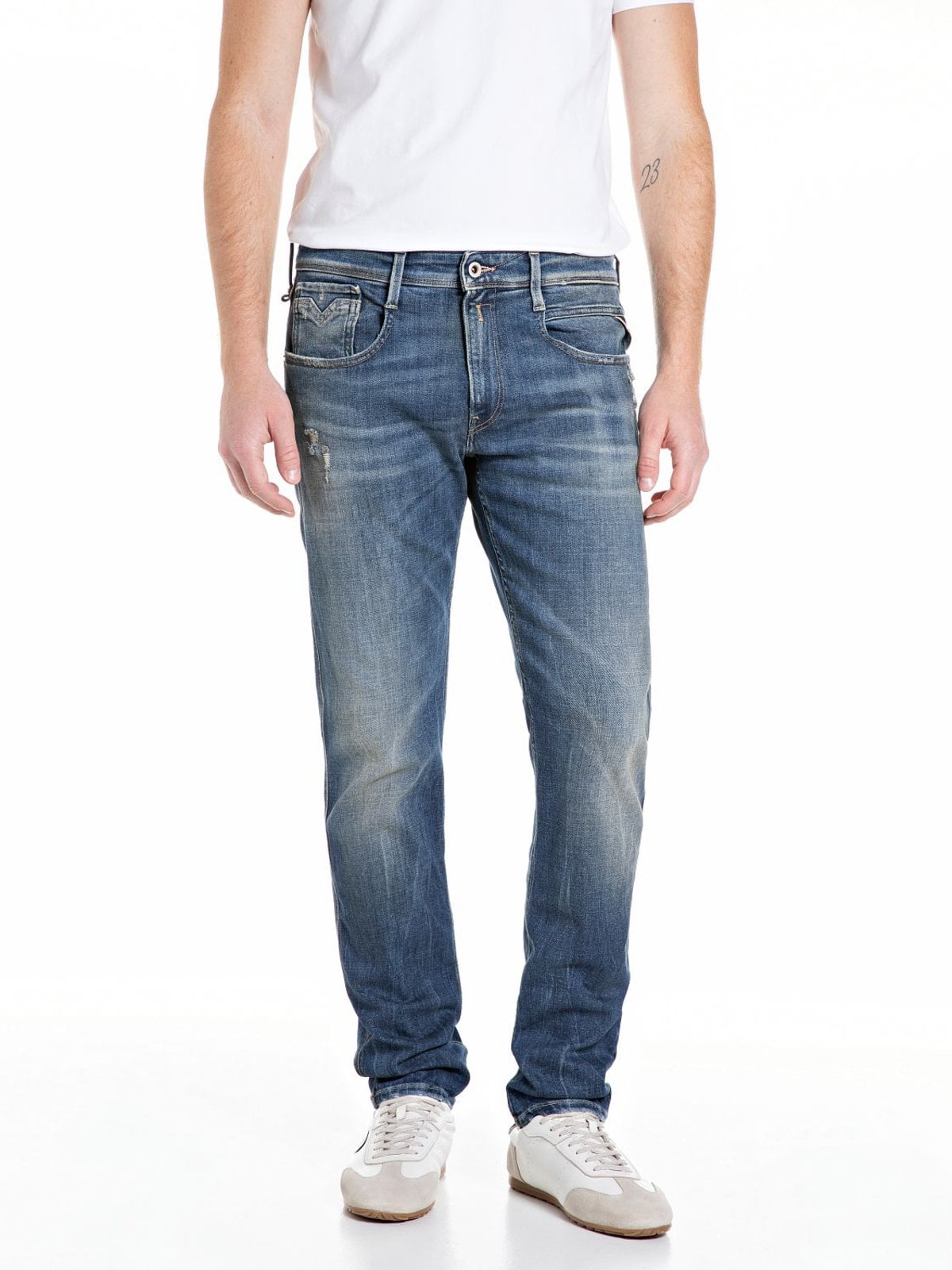 Replay Softe Jeans Anbass in Used-Optik, Slim Fit in 31/34