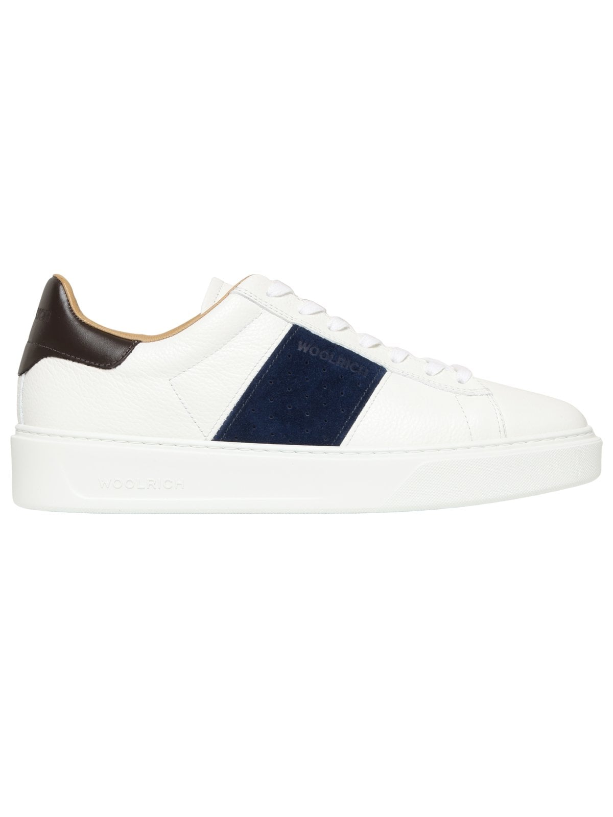 Woolrich Classic Court Sneakers aus Kalbsleder mit Streifenakzenten in 40