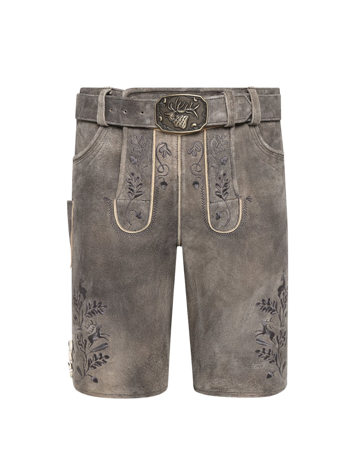 Spieth & Wensky Traditionelle Lederhose Hartmut mit Plattstich-Stickereien in 48
