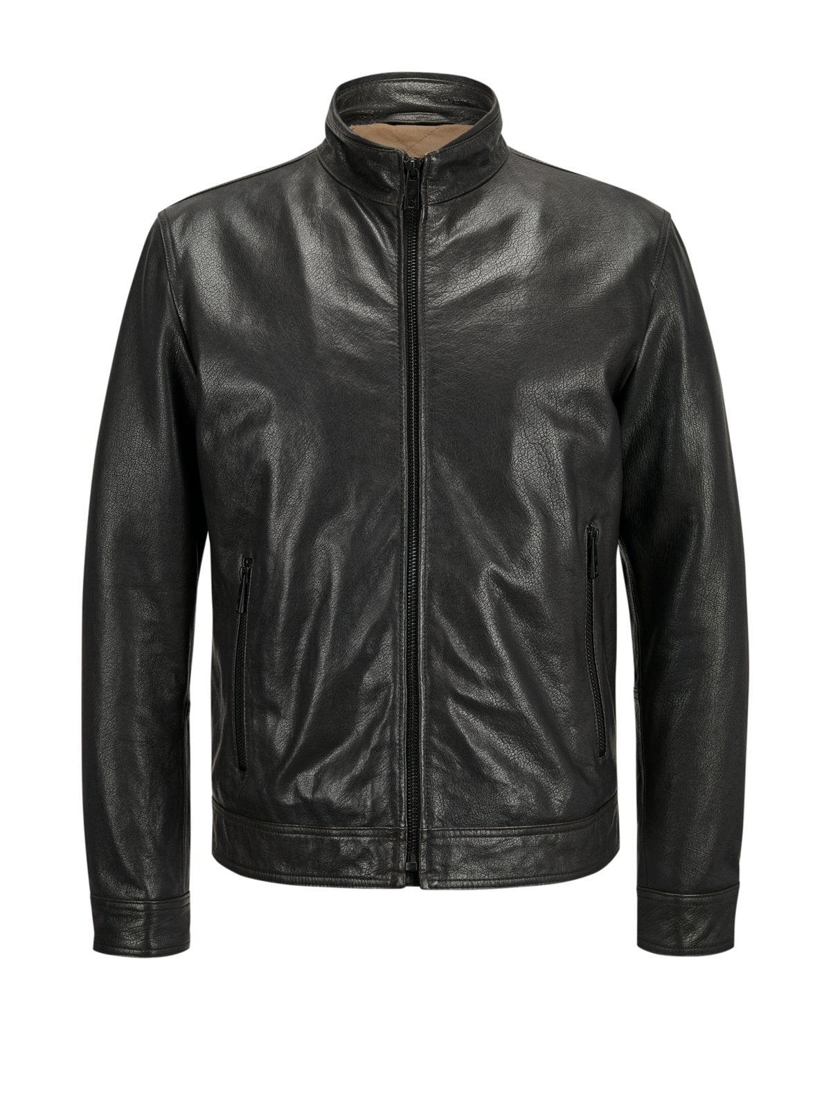Milestone Lederjacke Jack aus Nappaleder im Biker-Look mit Stehkragen und Zip in 48