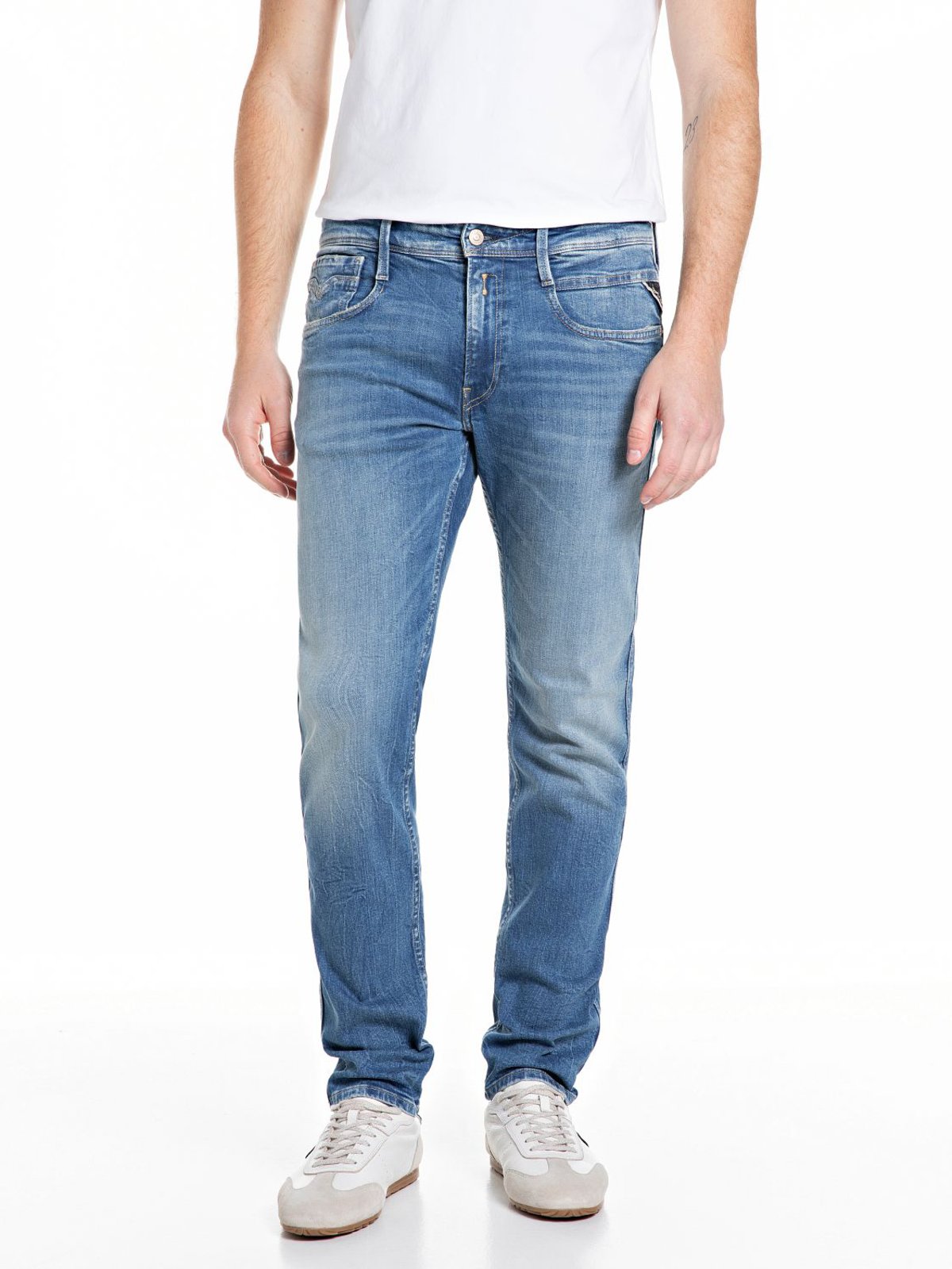 Replay Jeans Anbass in Washed-Optik mit Stretch-Anteil, Slim Fit in 29/32