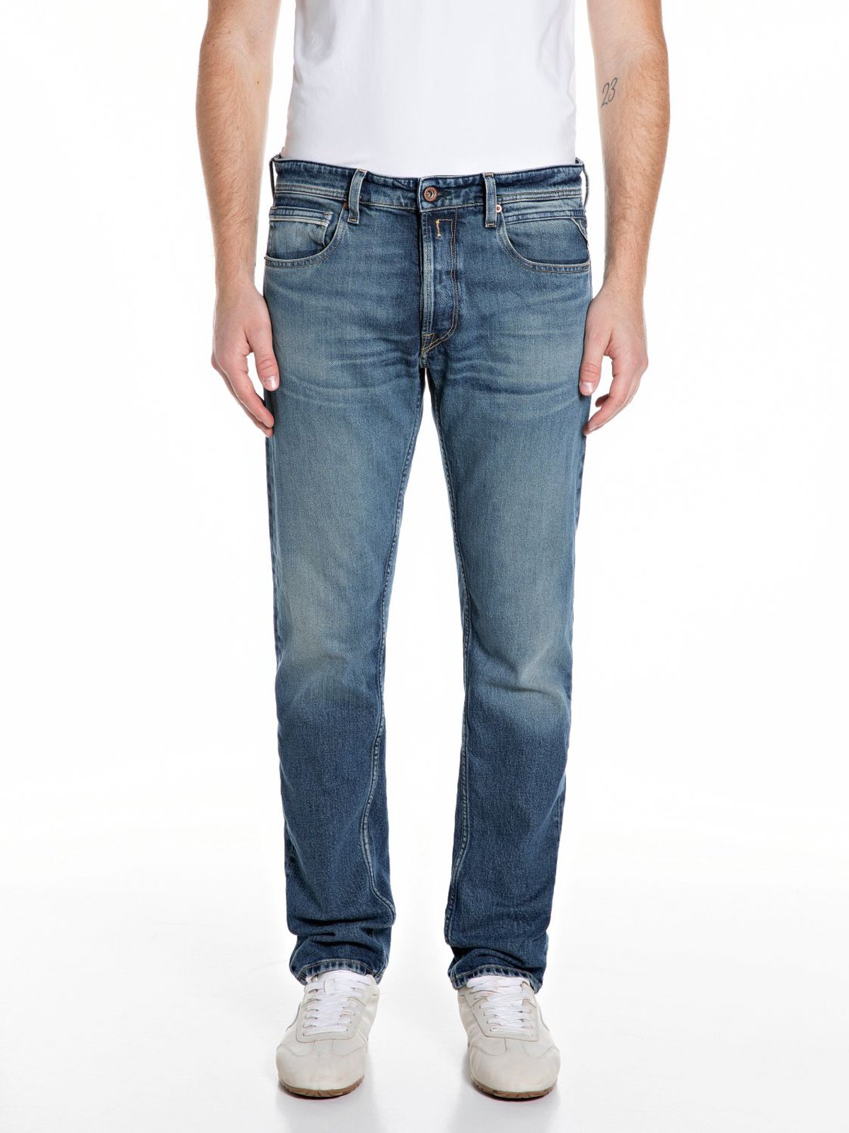 Replay Jeans Grover mit dezenter Waschung und Stretchanteil, Straight Fit in 29/32
