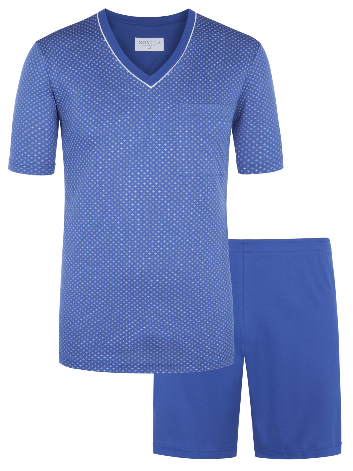 Novila Kurzer Pyjama mit V-Ausschnitt und Allover-Print in 48