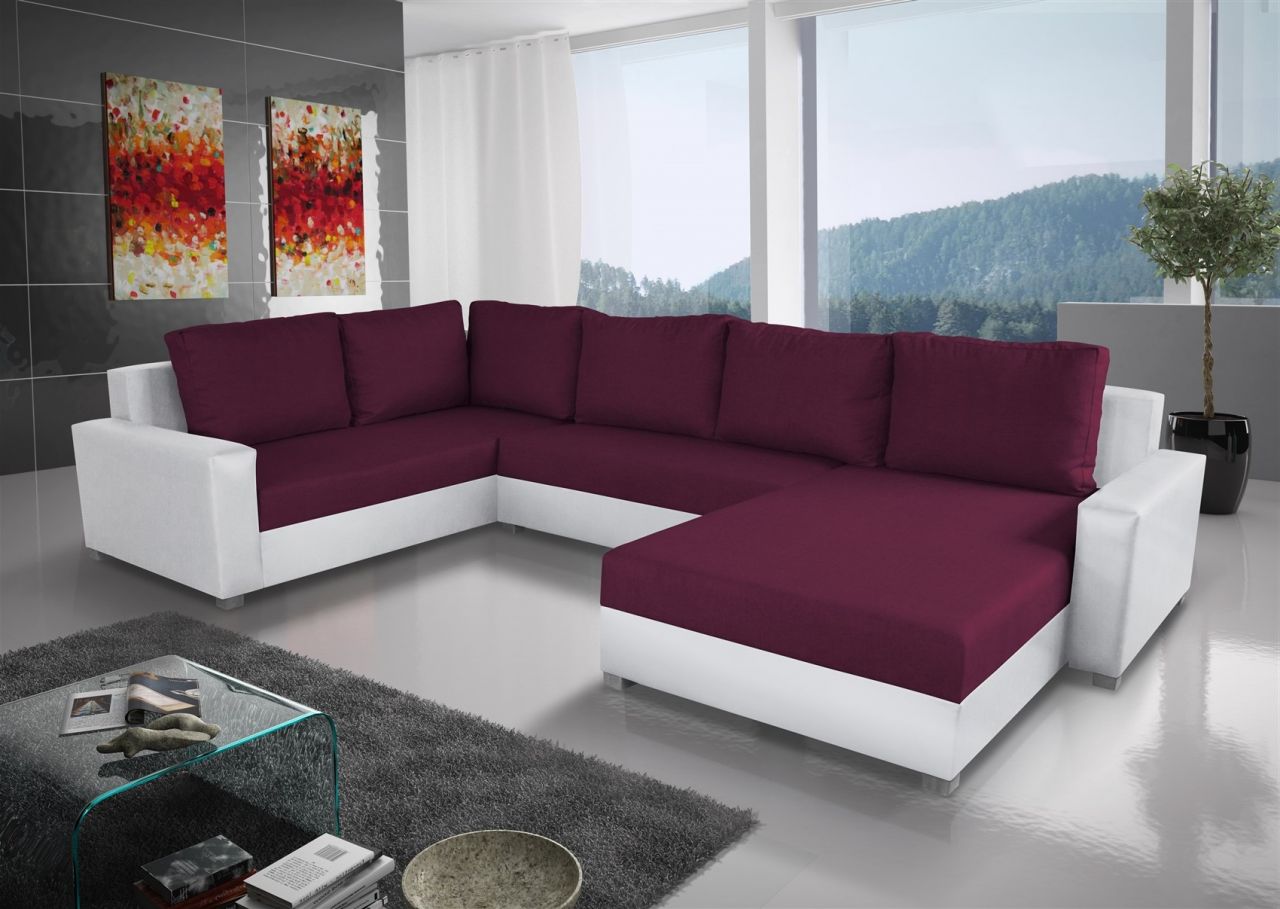 Couchgarnitur GRADO mit Schlaffunktion Otto.. Rechts Weiss/ Violett