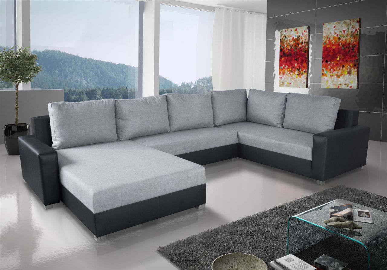 Couchgarnitur GRADO mit Schlaffunktion Otto.. Links Schwarz/ Hellgrau