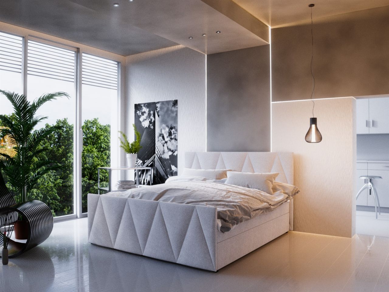 Boxspringbett Bett HUGO -Variante C- 180x200cm Beige inkl.Bettkasten