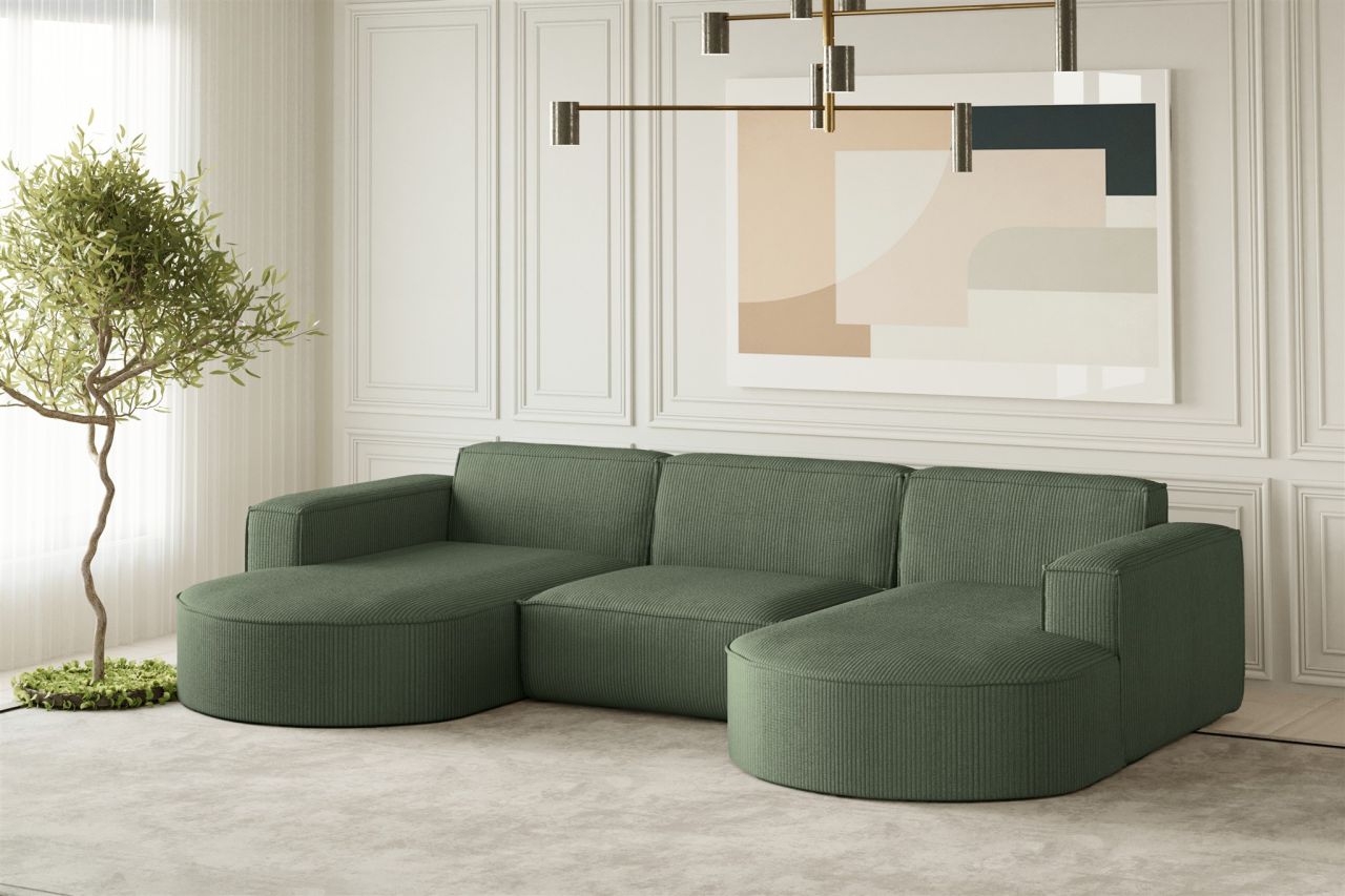 Wohnlandschaft U-Form Sofa PALMA in Stoff Scala Forest