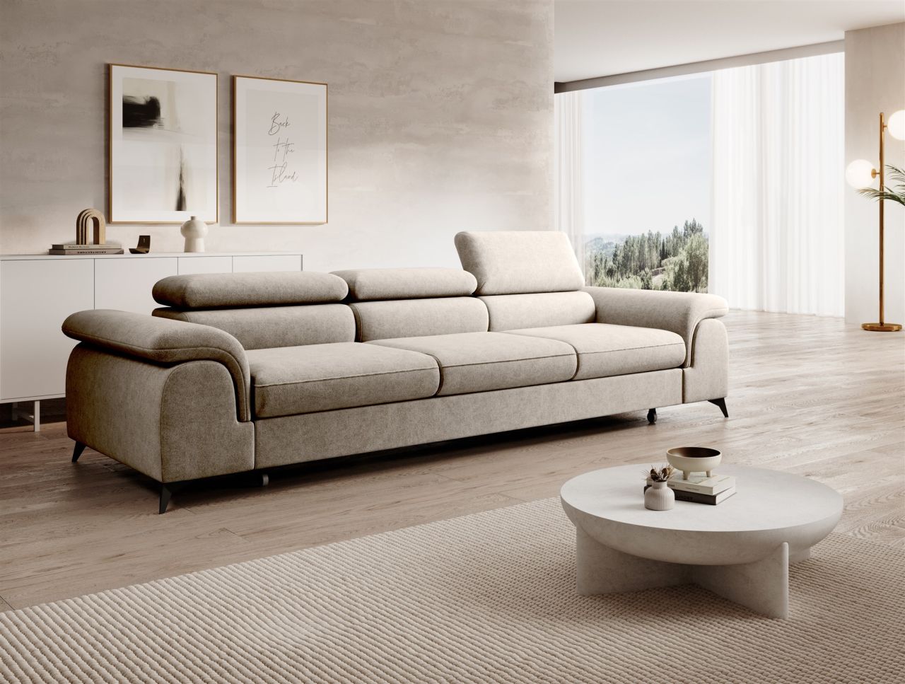 OUTLET Big Sofa Couchgarnitur BASTIEN Megasofa mit Schlaffunktion Stoff Whisp...