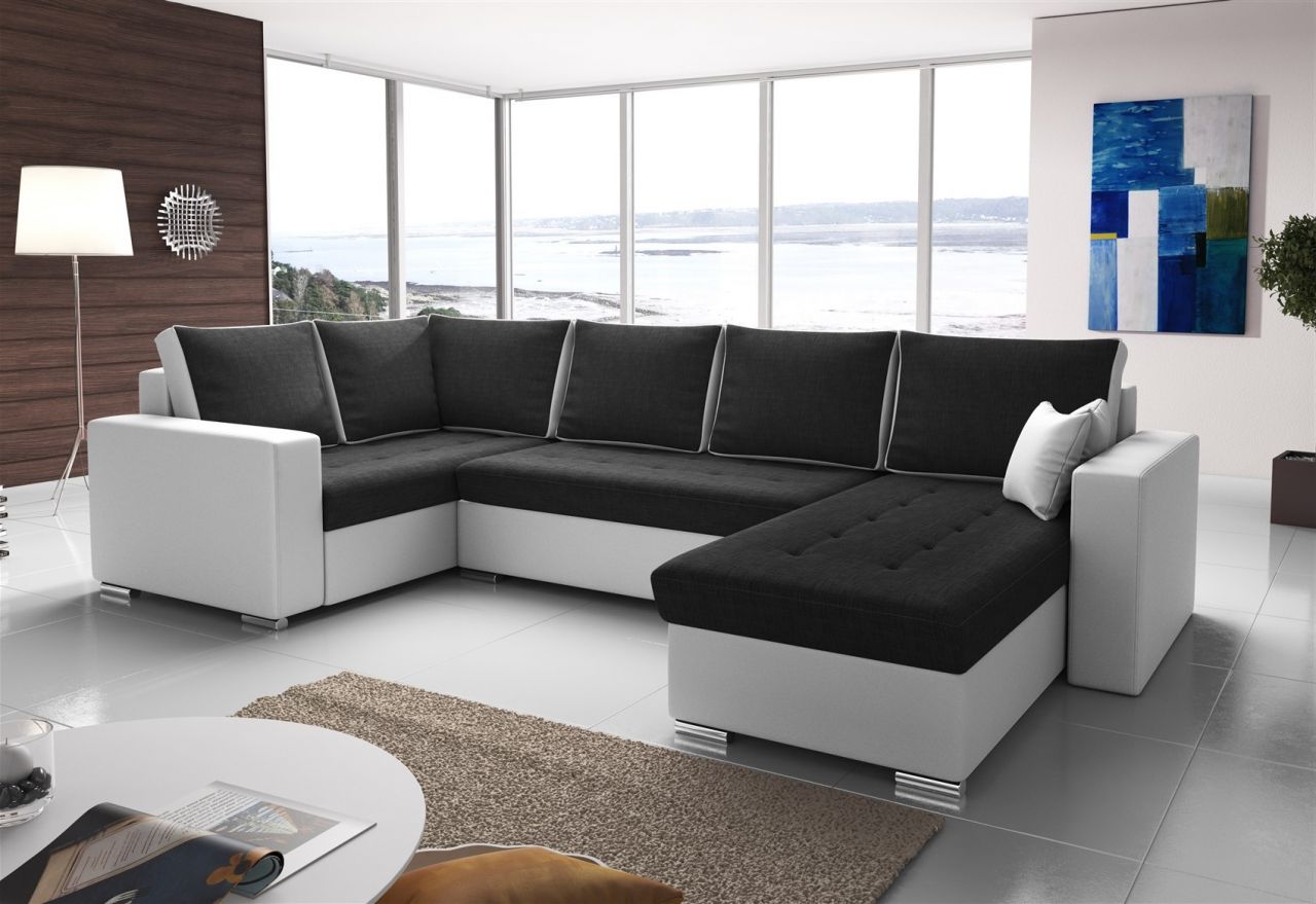 Couchgarnitur FANO mit Schlaffunktion Otto..Rechts Weiss / Schwarz