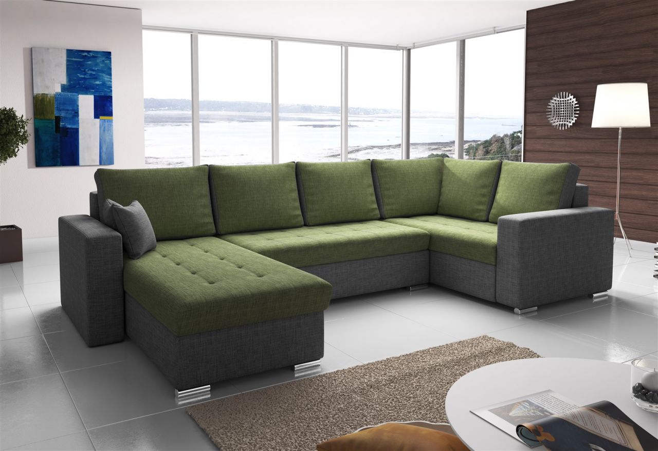 Couchgarnitur FANO mit Schlaffunktion Otto..Links Dunkelgrau/ Olivgrün