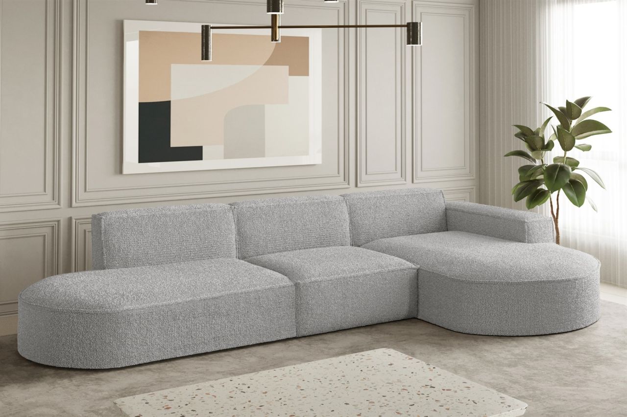 Ecksofa Designersofa PALMA in Stoff Ascot Toffee Ottomane Rechts