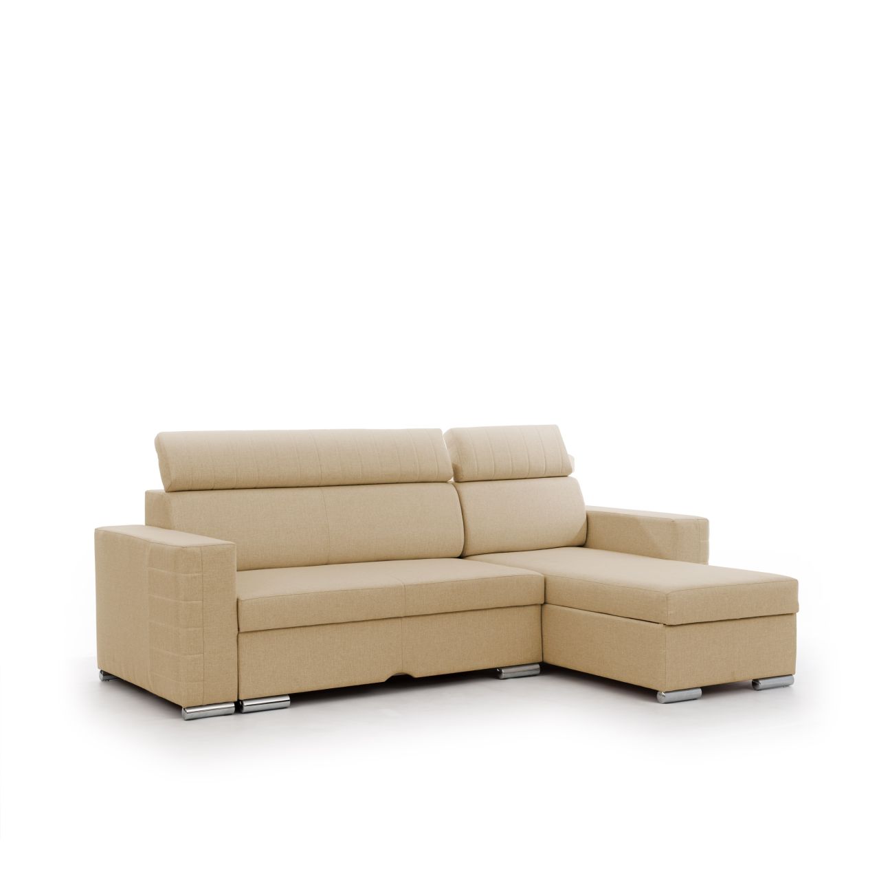 Ecksofa Schlafsofa Sofa CANTON in Stoff Liverpool Beige Ottomane Rechts