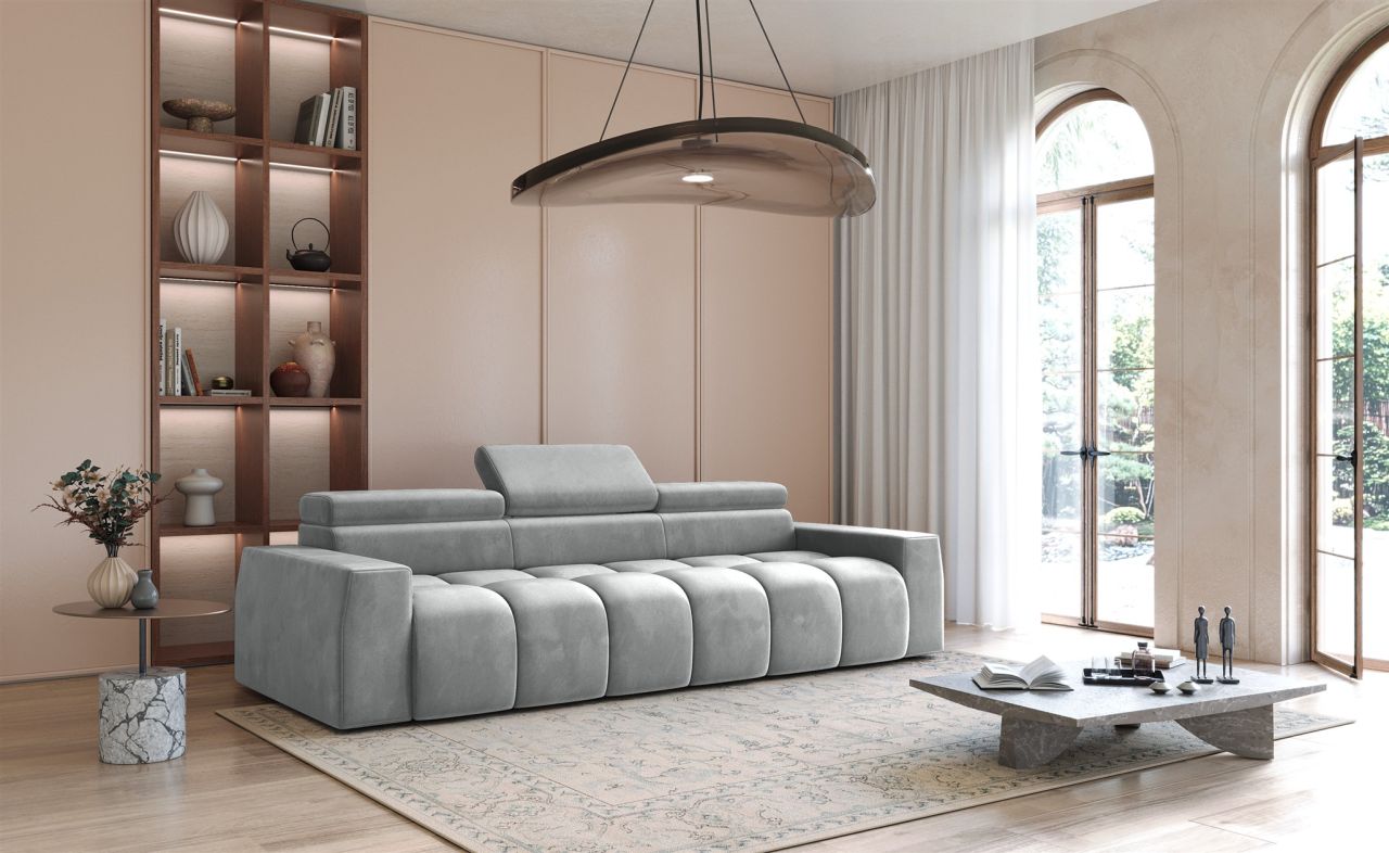 Bigsofa Couchgarnitur DARCY Megasofa in Stoff Salvador Hellgrau