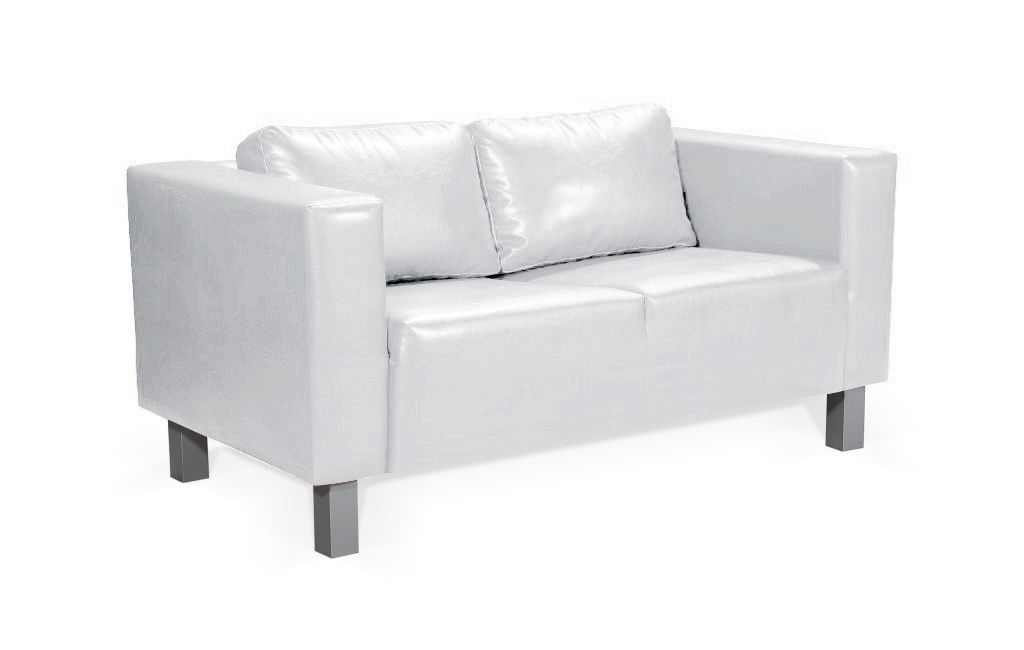 Sofa Designersofa MAILAND 2-Sitzer in Kunstleder Weiss