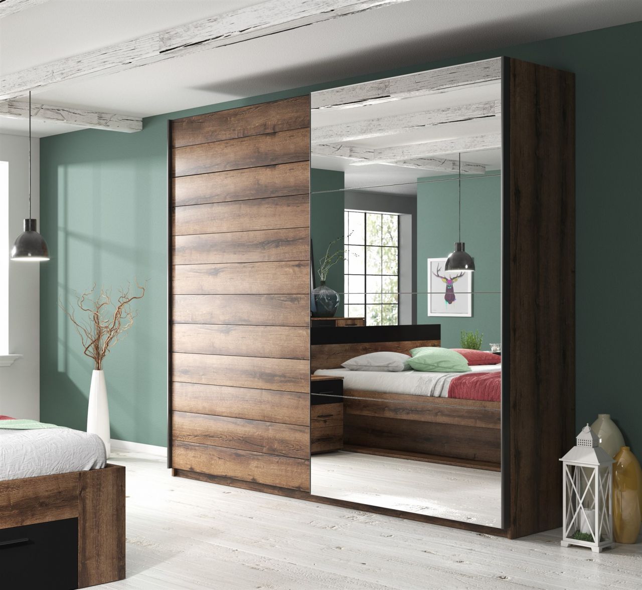 Schiebetürenschrank Schrank ASKJA Eiche Monastery 221x210 cm